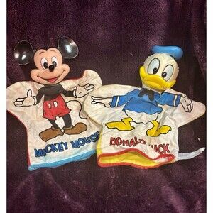 Vintage Disney Mickey and Donald Set Hand Puppets Walt Disney Productions